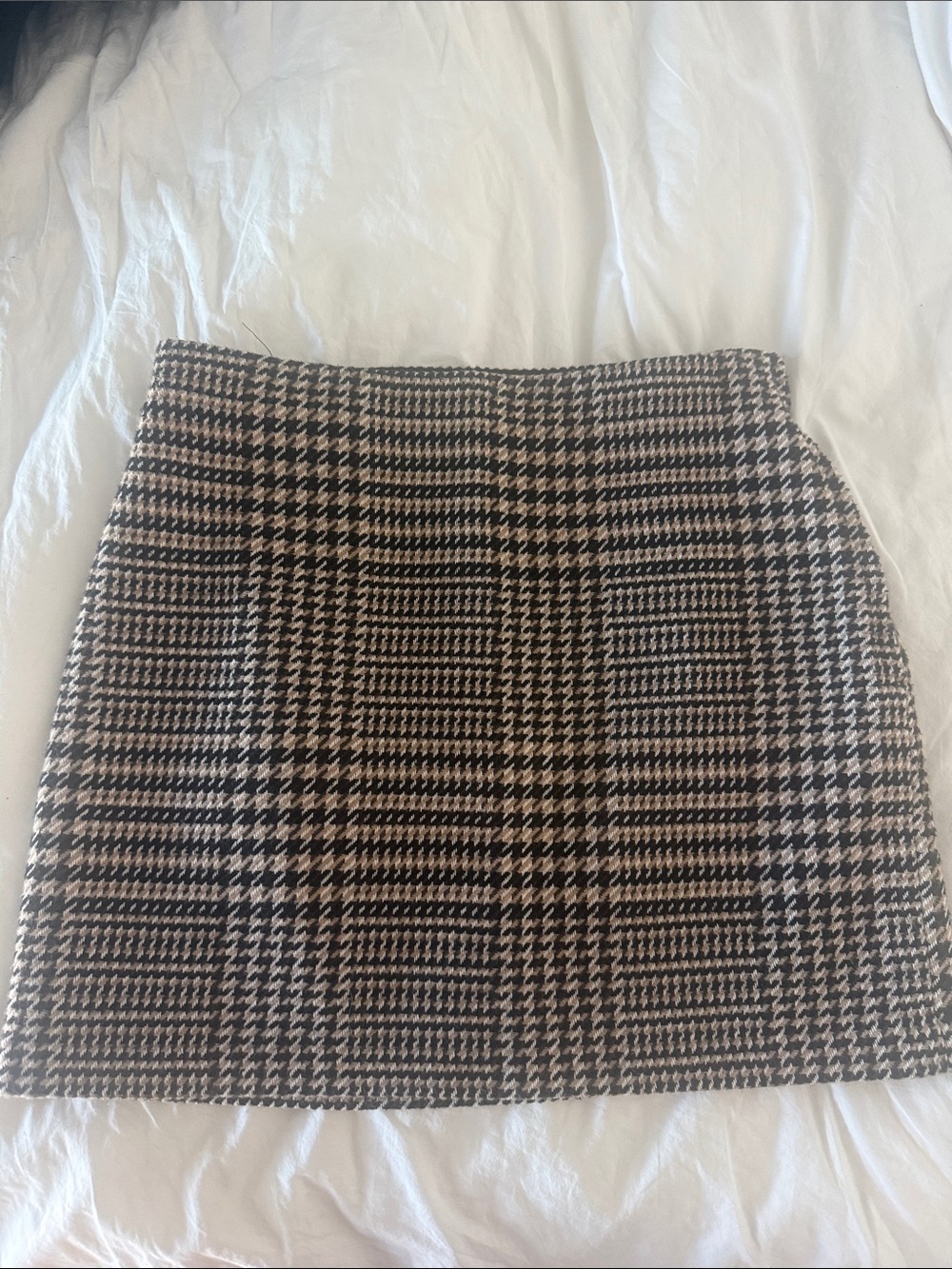 H&M Houndstooth Mini Skirt - Brown & Cream